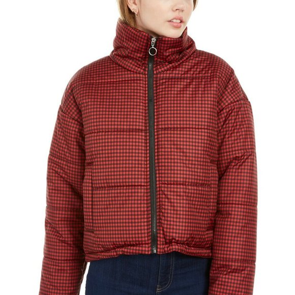 Celebrity Pink Jackets & Blazers - Celebrity Pink Red Plaid Puffer Coat Juniors